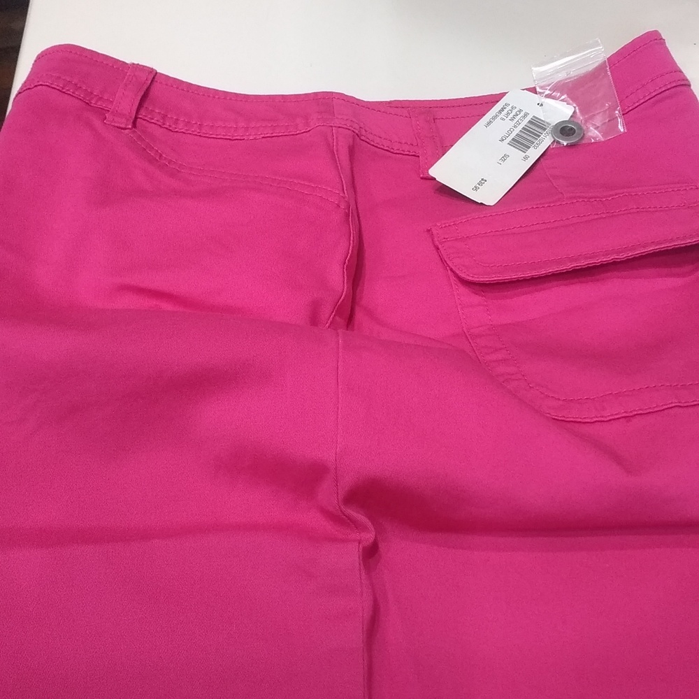 NWT BARBIECORE Pink Cargo Bermuda Shorts Medium Reg 10 12 Utility Pockets Zipper